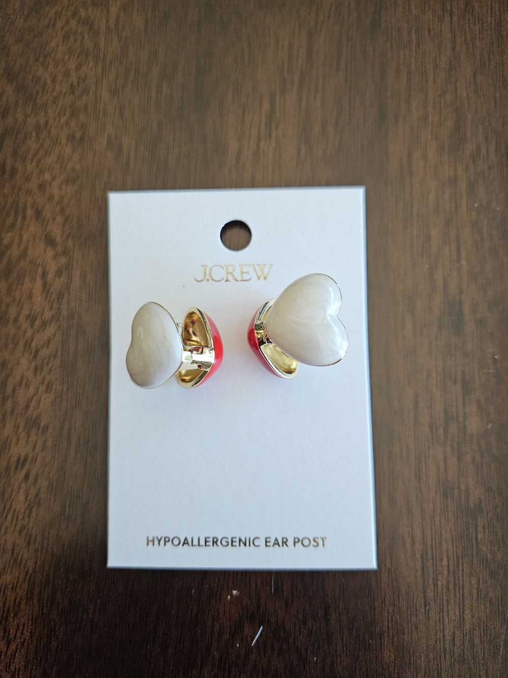 J.Crew Double Sided Heart Stud Earrings, White/ Red - Picture 7 of 8